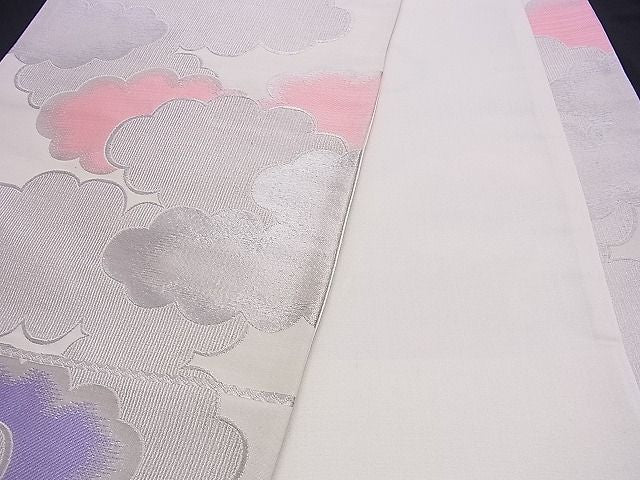 平和屋着物■六通柄袋帯 雲取り文 銀糸 逸品 n-ds0213