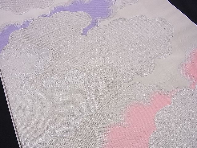 平和屋着物■六通柄袋帯 雲取り文 銀糸 逸品 n-ds0213