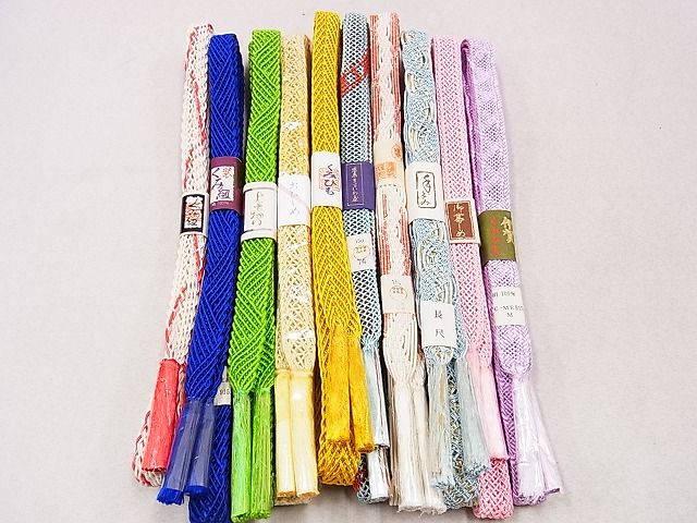 平和屋本店■夏物 和装小物 帯締め10本 全て未使用 くみひも くみ紐 金糸 長尺あり 銀座ますいわ屋 逸品 未使用 DZAA10105kh4 - 平和屋