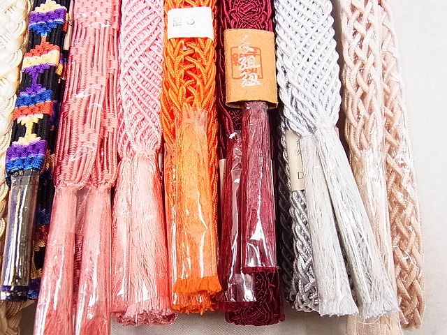 平和屋本店■夏物 和装小物 帯締め10本 全て未使用 手組紐 くみひも 法事用 めいくやまと 逸品 未使用 DZAA10109kh4 - 平和屋
