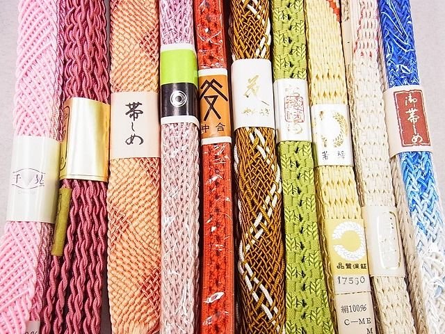 平和屋本店■夏物 和装小物 帯締め10本 全て未使用 手ぐみひも くみひも 花やわらぎ レース織 逸品 未使用 DZAA10111kh4 - 平和屋