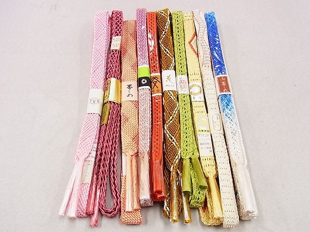 平和屋本店■夏物 和装小物 帯締め10本 全て未使用 手ぐみひも くみひも 花やわらぎ レース織 逸品 未使用 DZAA10111kh4 - 平和屋