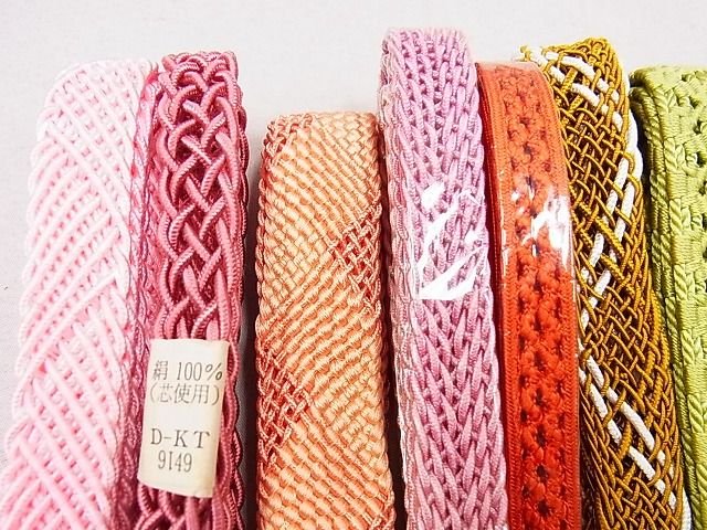 平和屋本店■夏物 和装小物 帯締め10本 全て未使用 手ぐみひも くみひも 花やわらぎ レース織 逸品 未使用 DZAA10111kh4 - 平和屋