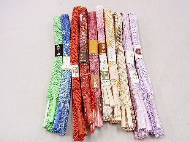 平和屋本店■夏物 和装小物 帯締め10本 全て未使用 くみひも 組紐 レース織 そごう扱い 逸品 未使用 DZAA10112kh4 - 平和屋