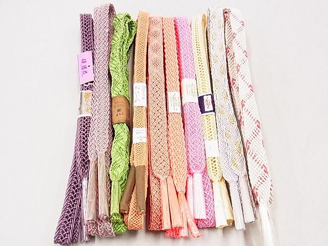 平和屋本店■夏物 和装小物 帯締め10本 全て未使用 くみひも レース織 金糸 健勝苑扱い 逸品 未使用 DZAA10115kh4 - 平和屋