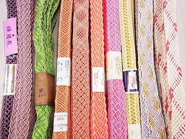 平和屋本店■夏物 和装小物 帯締め10本 全て未使用 くみひも レース織 金糸 健勝苑扱い 逸品 未使用 DZAA10115kh4 - 平和屋
