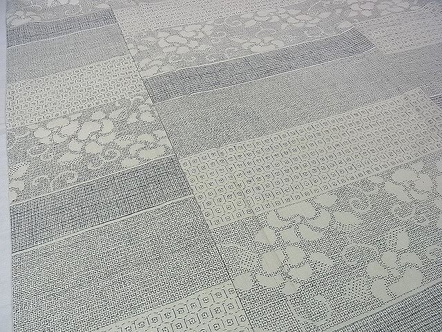 平和屋本店■極上 本場結城紬 重要無形文化財 単衣 100亀甲 花唐草横段文 逸品 未使用 DZAA0605kh4 - 平和屋