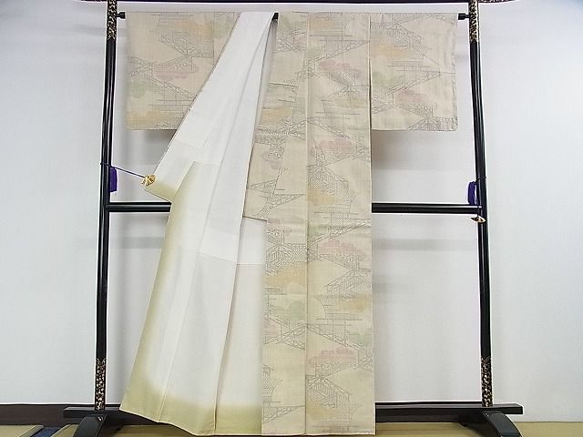 平和屋本店■極上 本場結城紬 重要無形文化財 100亀甲 奥庄謹製 雲取り風景 証紙付き 逸品 未使用 DZAA1684kh4 - 平和屋