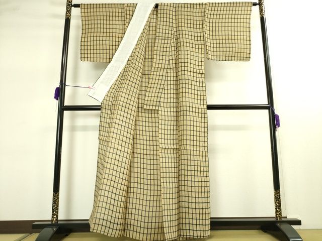 平和屋本店■極上 夏物 芭蕉布 手積み芭蕉糸100% 格子 逸品 DZAA2239kh4 - 平和屋