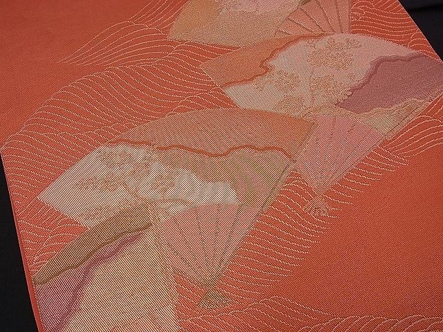 平和屋着物■六通柄袋帯 流水扇面花文 金糸 逸品 n-ds1104