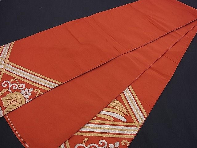 平和屋着物■太鼓柄袋帯 綴れ 向かい鳳凰切菱文 金銀糸 逸品 n-ds1152