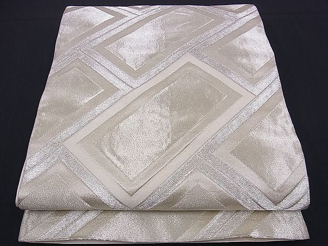 平和屋着物■六通柄袋帯 唐織 ふくれ織 檜垣文 銀糸 逸品 n-ds1157