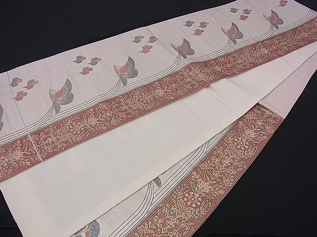 平和屋着物■六通柄袋帯 花鳥間道 金銀糸 逸品 n-ds1216