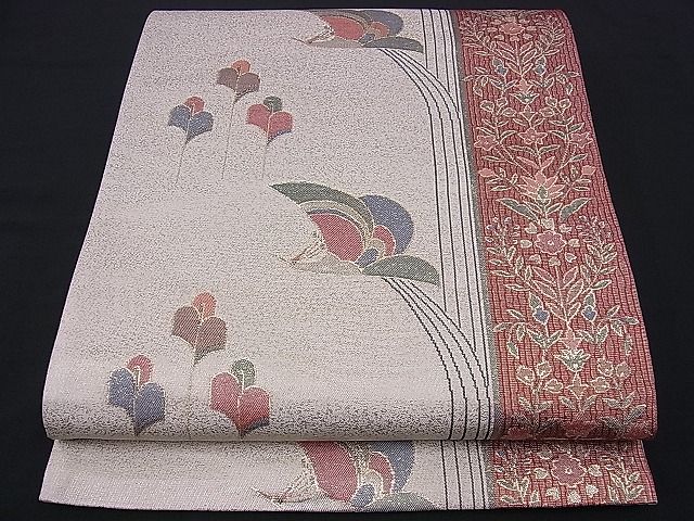平和屋着物■六通柄袋帯 花鳥間道 金銀糸 逸品 n-ds1216
