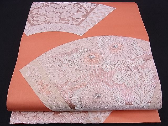 平和屋着物■六通柄袋帯 唐織 地紙吉祥花文 銀糸 逸品 n-ds1602