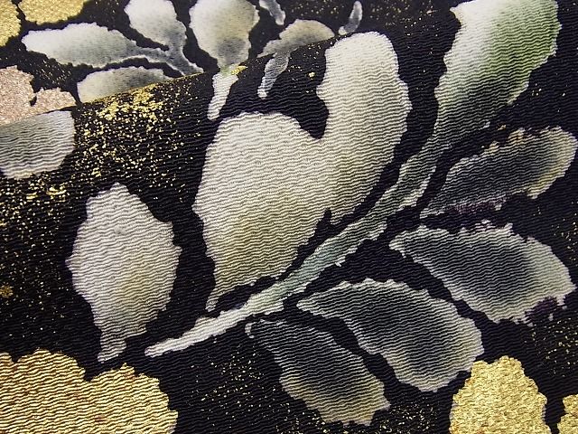 平和屋本店●極上 浦野理一 九寸名古屋帯 花尽くし 金彩 鬼しぼ縮緬 逸品3s986