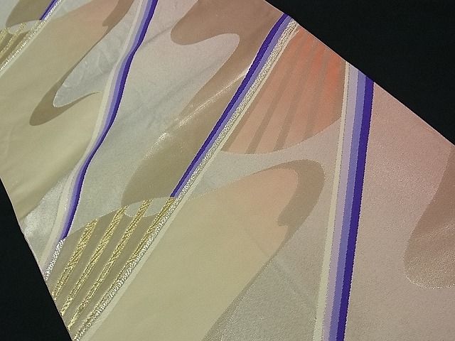 平和屋着物■六通柄袋帯 唐織 霞扇面文 金銀糸 逸品 th0712