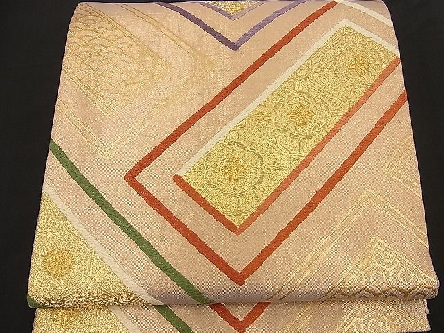 平和屋着物■佐賀錦 六通柄袋帯 唐織 檜垣吉祥文 金銀糸 逸品 n-bj0527