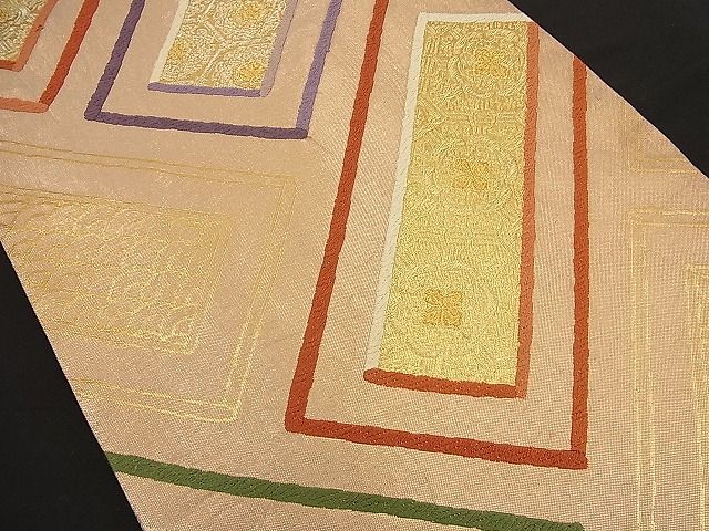 平和屋着物■佐賀錦 六通柄袋帯 唐織 檜垣吉祥文 金銀糸 逸品 n-bj0527