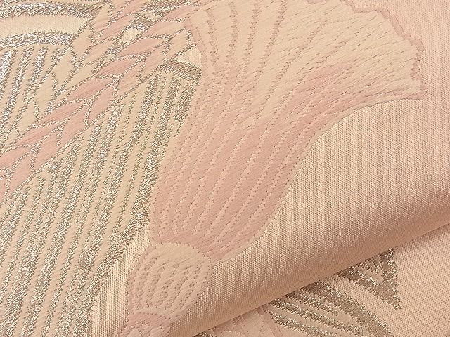 平和屋着物■六通柄袋帯 唐織 扇面結び紐文 銀糸 逸品 n-bj0550