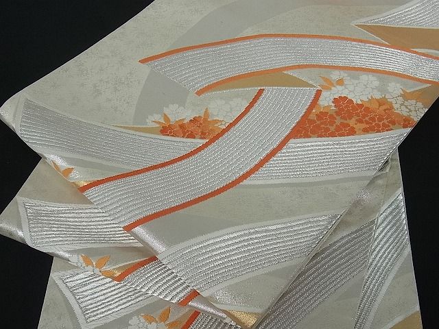 平和屋着物■六通柄袋帯 舞花文 金銀糸 逸品 by0508