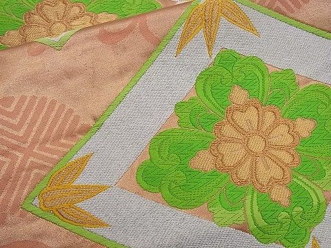 平和屋着物■六通柄袋帯 唐織 花菱文 金糸 逸品 n-sx0774