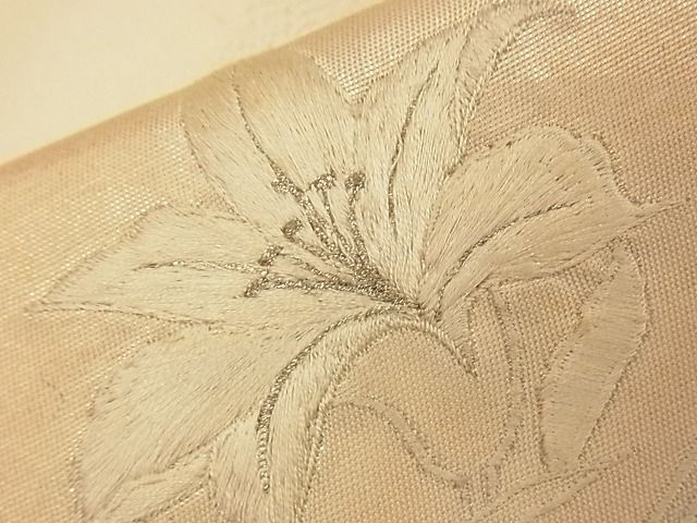 平和屋着物■九寸名古屋帯 刺繍 地紙花文 金銀糸 逸品 n-bj0621