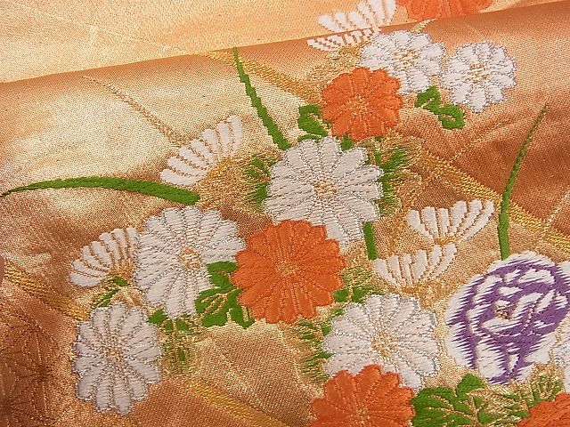 平和屋着物■六通柄袋帯 唐織 吉祥竹花文 金銀糸 逸品