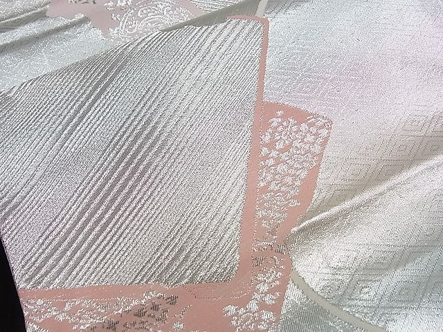 平和屋着物■六通柄袋帯 破れ色紙吉祥文 銀糸 逸品 ze5090