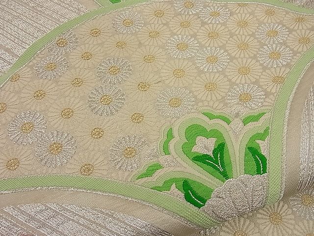 平和屋着物■六通柄袋帯 唐織 菊尽くし青海波 金銀糸 逸品 n-ip0343
