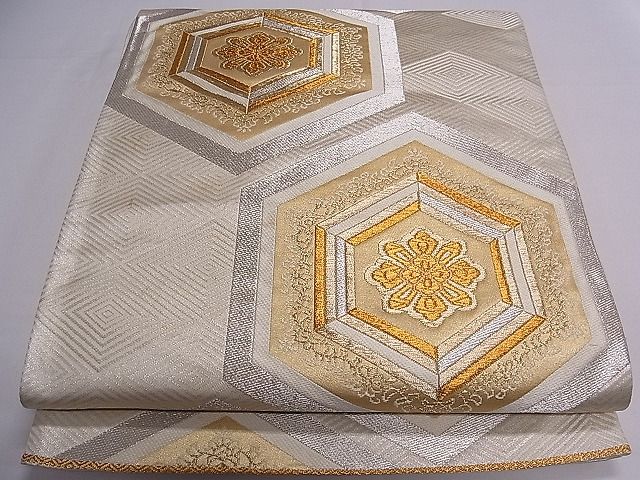 平和屋着物■六通柄袋帯 亀甲花文 金銀糸 逸品 ch2786