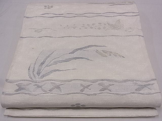 平和屋着物■夏物 六通柄袋帯 霞草花文 金銀糸 fb7408