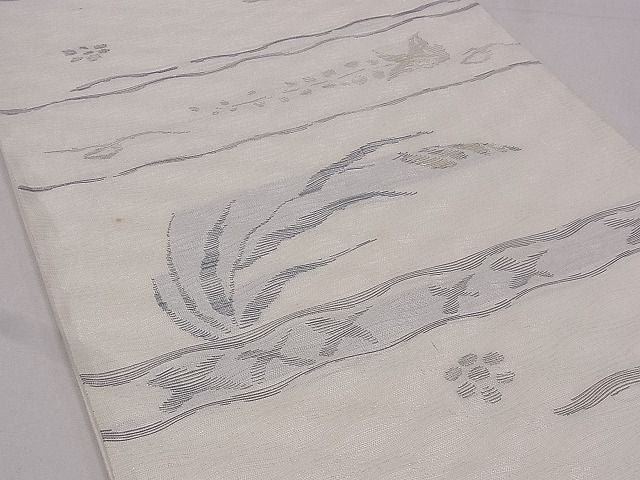 平和屋着物■夏物 六通柄袋帯 霞草花文 金銀糸 fb7408