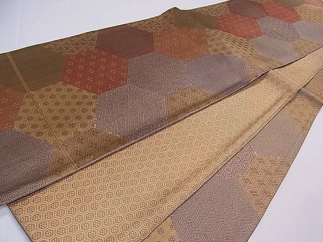 平和屋着物■六通柄袋帯 亀甲吉祥文 金糸 逸品 ch2820
