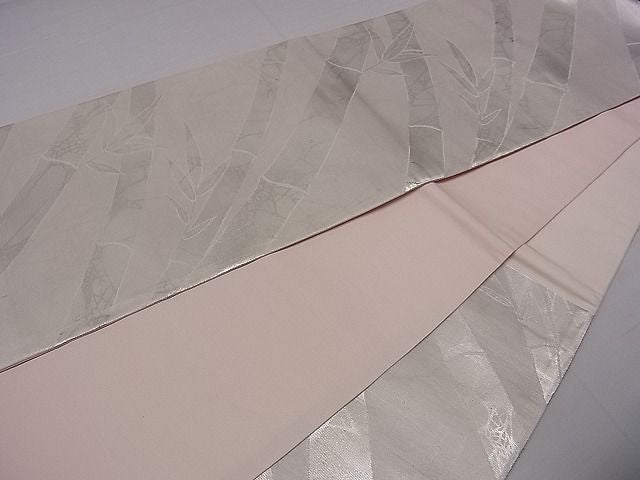 平和屋着物■六通柄袋帯 笹竹文 銀糸 逸品 oy0982