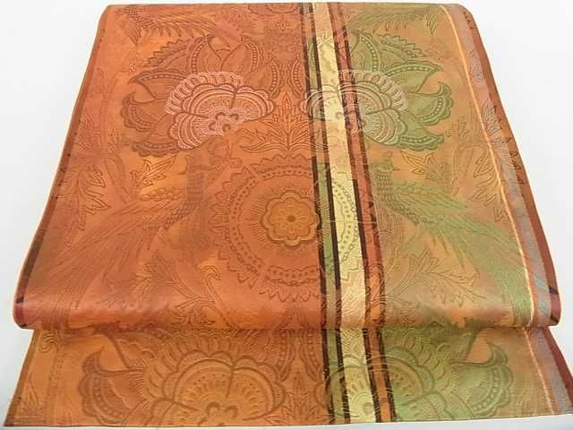 平和屋着物■六通柄袋帯 更紗花鳥文 逸品 az4463