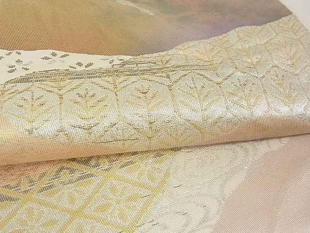 平和屋着物■六通柄袋帯 道長吉祥花文 金銀糸 引箔 逸品 ea00111