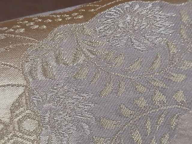平和屋着物■六通柄袋帯 道長草花文 金銀糸 正絹 逸品 A-gk003