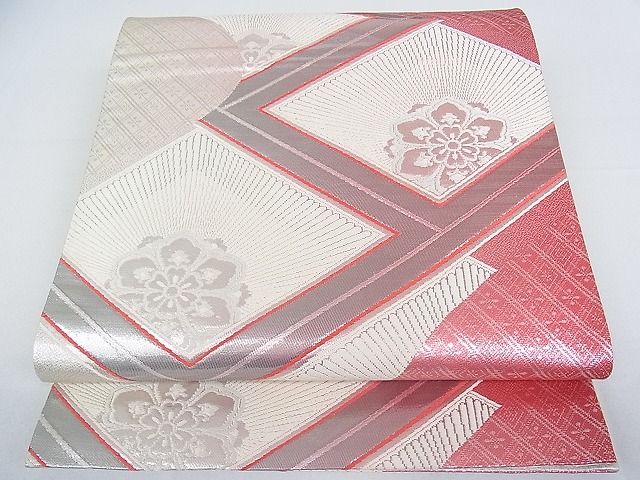 平和屋着物■六通柄袋帯 吉祥花文 銀糸 逸品 jm2319