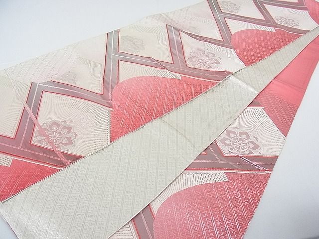 平和屋着物■六通柄袋帯 吉祥花文 銀糸 逸品 jm2319