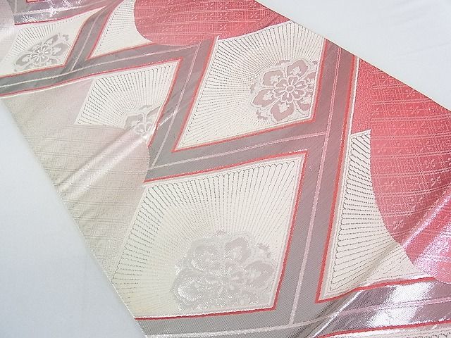 平和屋着物■六通柄袋帯 吉祥花文 銀糸 逸品 jm2319