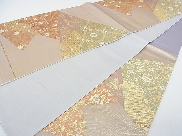 平和屋着物■六通柄袋帯 切嵌吉祥花文 金糸 逸品 jm2328