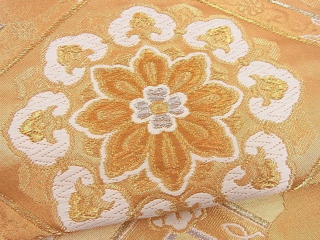 平和屋着物■六通柄袋帯 唐織 菱天井花文 金糸 逸品 n-je3651