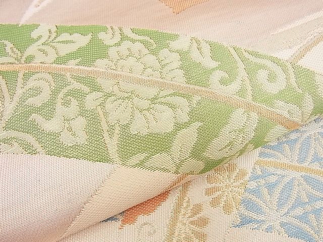 平和屋着物■六通柄袋帯 芝草吉祥花唐草文 金糸 逸品 n-hj6883