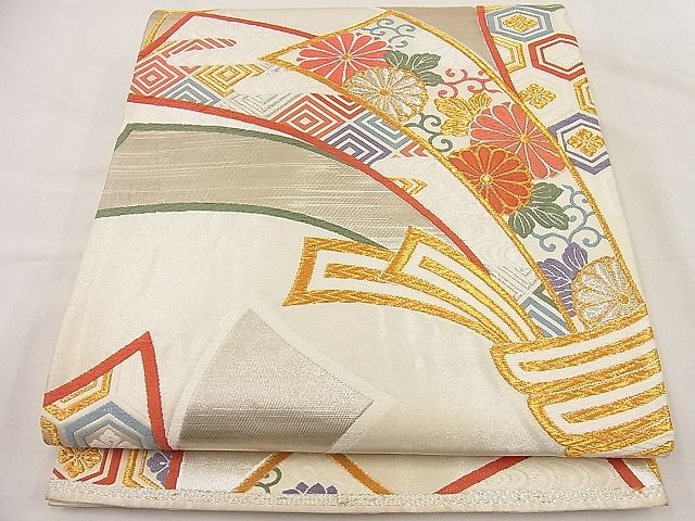 平和屋着物■六通柄袋帯 唐織 束ね熨斗花文 金銀糸 逸品 n-ip1612