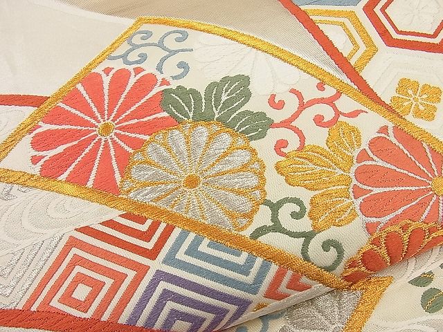 平和屋着物■六通柄袋帯 唐織 束ね熨斗花文 金銀糸 逸品 n-ip1612