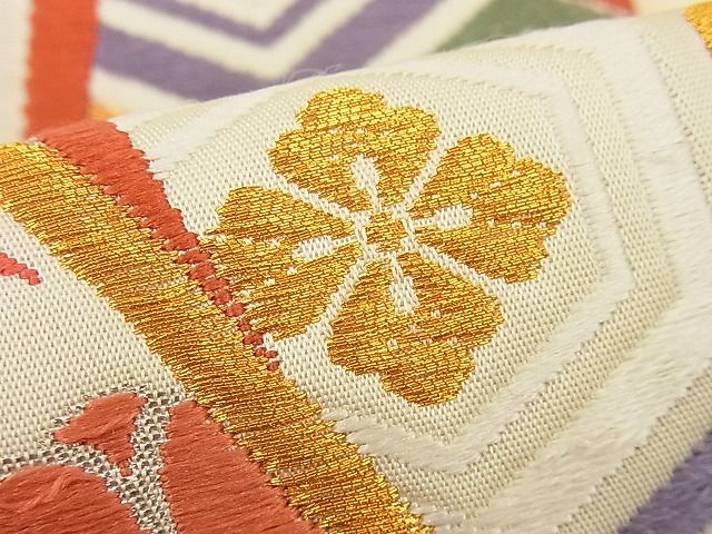 平和屋着物■六通柄袋帯 唐織 束ね熨斗花文 金銀糸 逸品 n-ip1612