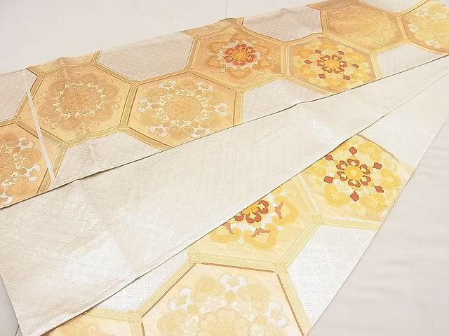 平和屋着物■佐賀錦 六通柄袋帯 亀甲花文 金銀糸 逸品 n-ip1622