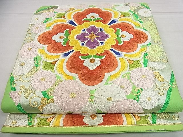 平和屋着物■六通柄袋帯 唐織 立涌花文 金糸 逸品 vf6057