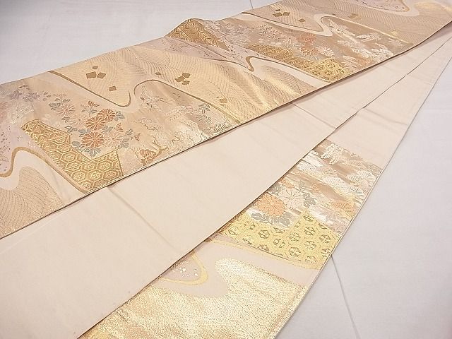 平和屋着物■六通柄袋帯 唐織 花鳥文 金糸 逸品 hy9057